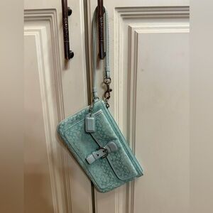Coach Aqua Signature Wristlet
